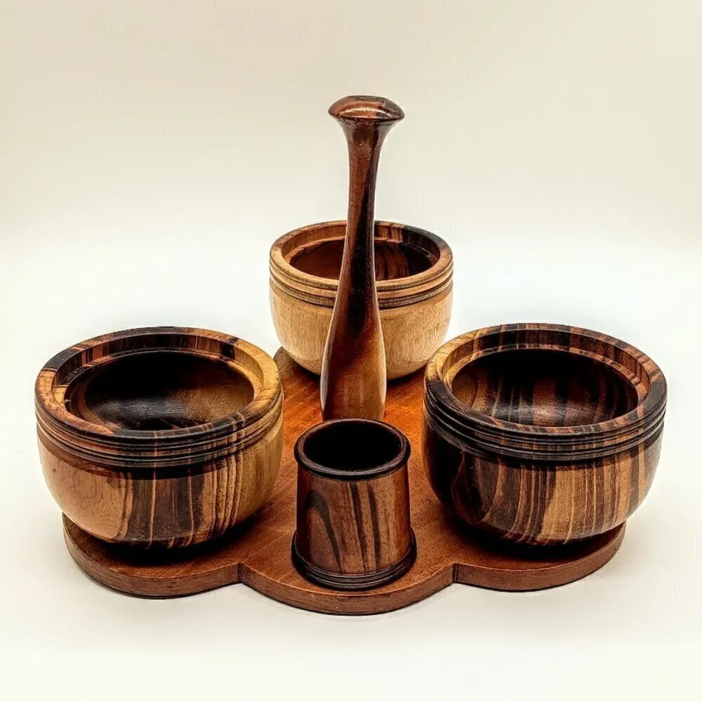 Vintage Handmade Wood Serving Bowl Tray